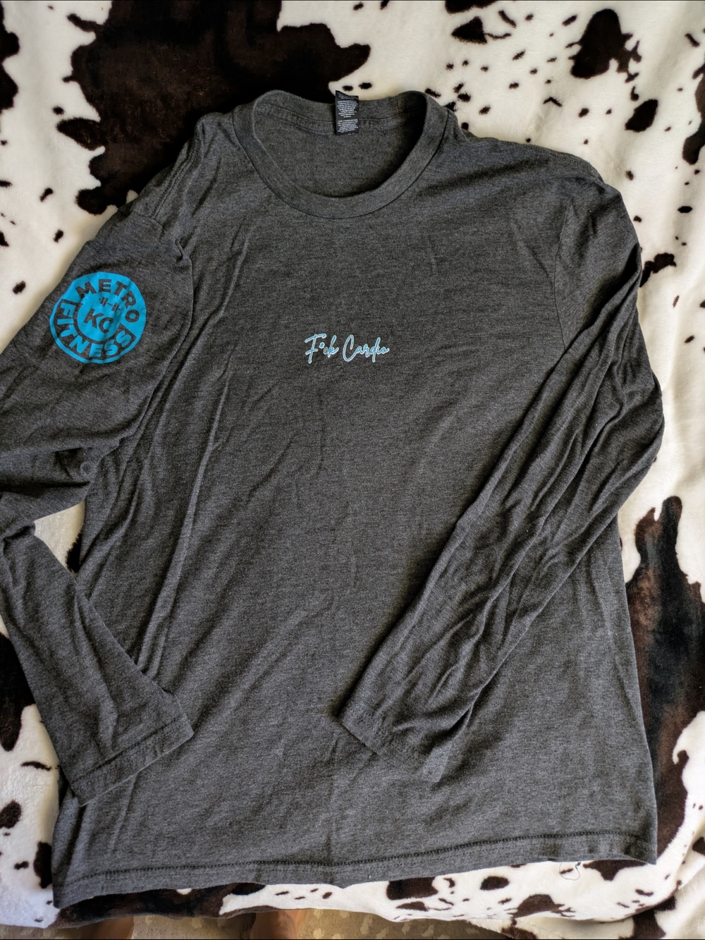 District Women's Charcoal Gray Long-Sleeve Tee with Teal Logo